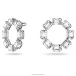 obručové náušnice tisícročia osemhranný výbrus, biely, rhodiovaný B8ZNT935 Swarovski šperky - Image 3
