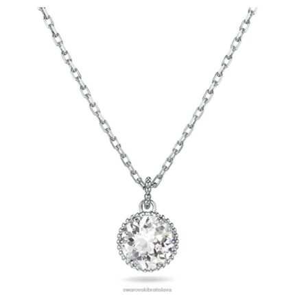 okrúhly prívesok z kameňa apríl, biely, rhodiovaný B8ZNT312 Swarovski šperky