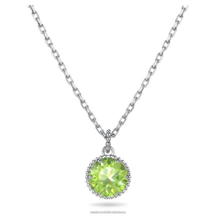 okrúhly prívesok z kameňa august, zelená, rhodiovaná B8ZNT319 Swarovski šperky