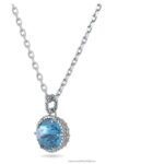 okrúhly prívesok z kameňa decembrový, modrý, rhodiovaný B8ZNT294 Swarovski šperky - Image 4