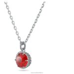 okrúhly prívesok z kameňa január, červená, rhodiovaná B8ZNT317 Swarovski šperky - Image 4