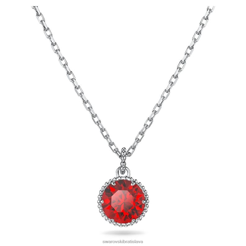 okruhly_privesok_z_kamena_januar_cervena_rhodiovana_b8znt317_swarovski_sperky.jpg okrúhly prívesok z kameňa január, červená, rhodiovaná B8ZNT317 Swarovski šperky - Image 1