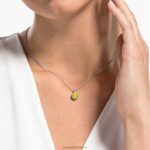 okrúhly prívesok z kameňa november, žltá, rhodiovaná B8ZNT320 Swarovski šperky - Image 2