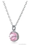 okrúhly prívesok z kameňa október, ružová, rhodiovaná B8ZNT315 Swarovski šperky - Image 4