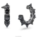 ortyxové kruhové náušnice pyramídový výbrus, sivý, ruténiový B8ZNT900 Swarovski šperky - Image 3