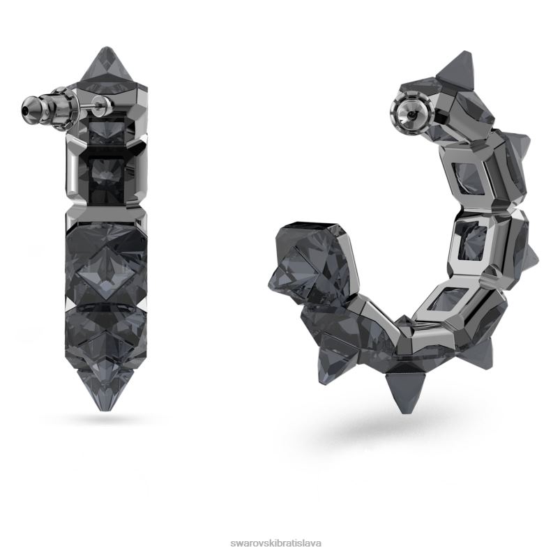 ortyxové kruhové náušnice pyramídový výbrus, sivý, ruténiový B8ZNT900 Swarovski šperky - Image 3