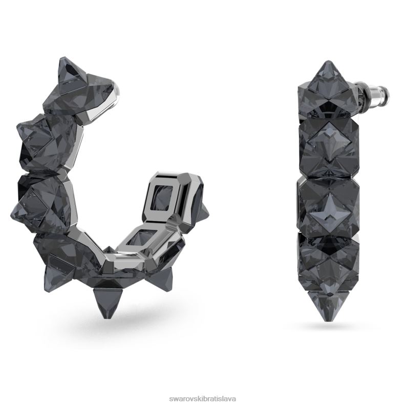 ortyxove_kruhove_nausnice_pyramidovy_vybrus_sivy_ruteniovy_b8znt900_swarovski_sperky.jpg ortyxové kruhové náušnice pyramídový výbrus, sivý, ruténiový B8ZNT900 Swarovski šperky - Image 1