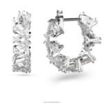 ortyxové kruhové náušnice trojuholníkový výbrus, biely, rhodiovaný B8ZNT887 Swarovski šperky - Image 3