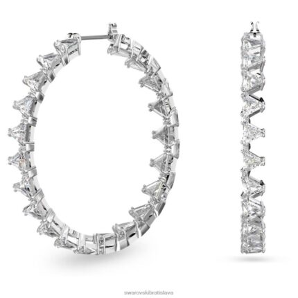 ortyxové kruhové náušnice trojuholníkový výbrus, biely, rhodiovaný B8ZNT931 Swarovski šperky