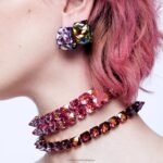 ortyxový tlmič pyramídový výbrus, fialový, pozlátený B8ZNT365 Swarovski šperky - Image 5