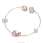 oslnivý labutí náramok magnetické zatváranie, labuť, ružové, pozlátené ružovým zlatom B8ZNT421 Swarovski šperky - Image 3