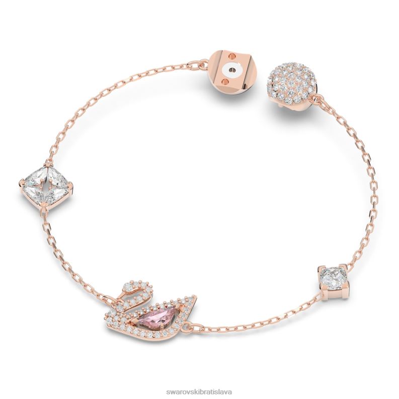 oslnivý labutí náramok magnetické zatváranie, labuť, ružové, pozlátené ružovým zlatom B8ZNT421 Swarovski šperky - Image 3