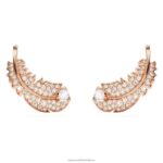 pekné napichovacie náušnice pierko, biele, pozlátené ružovým zlatom B8ZNT724 Swarovski šperky