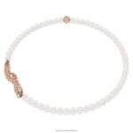 pekný náhrdelník pierko, biele, pozlátené ružovým zlatom B8ZNT108 Swarovski šperky