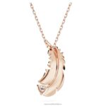 pekný prívesok pierko, biele, pozlátené ružovým zlatom B8ZNT280 Swarovski šperky - Image 4