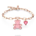 plyšový náramok medvedík, ružový, pozlátený ružovým zlatom B8ZNT434 Swarovski šperky