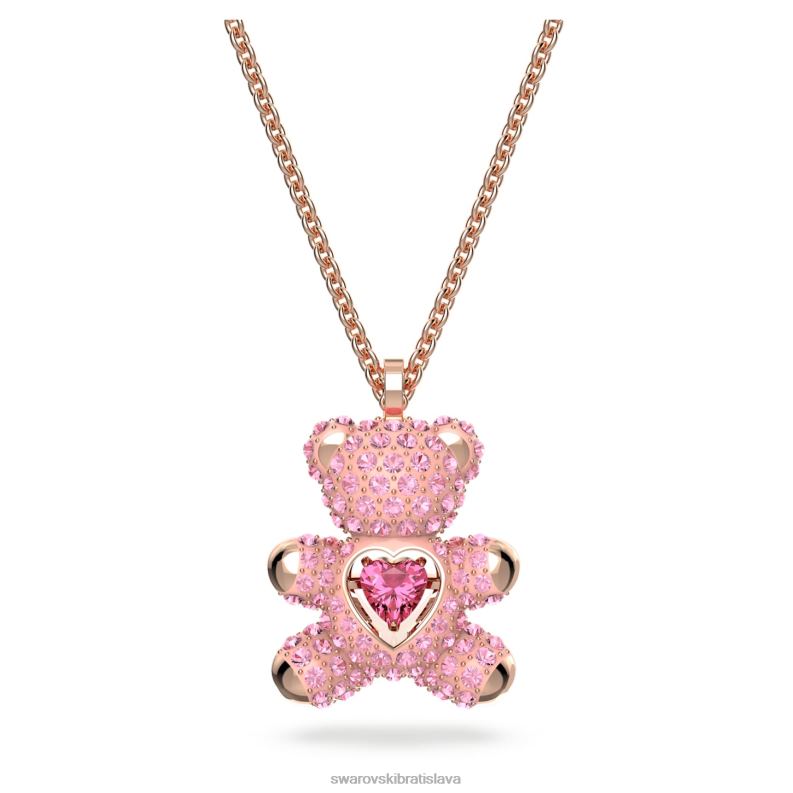 plysovy_privesok_medvedi_ruzove_pozlatene_ruzovym_zlatom_b8znt176_swarovski_sperky.jpg plyšový prívesok medvedí, ružové, pozlátené ružovým zlatom B8ZNT176 Swarovski šperky - Image 1