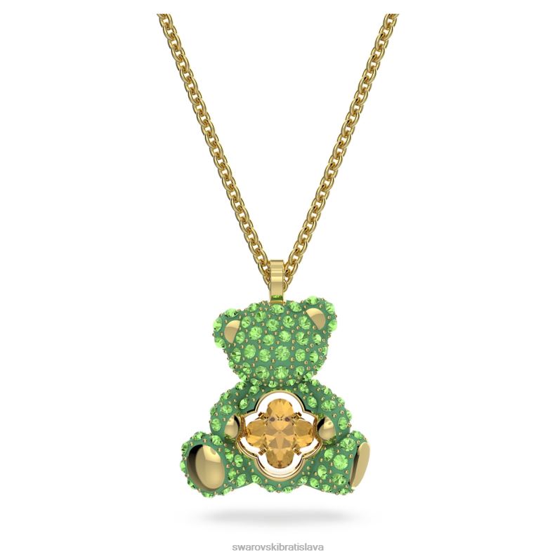plysovy_privesok_medvedi_zeleny_pozlateny_b8znt325_swarovski_sperky.jpg plyšový prívesok medvedí, zelený, pozlátený B8ZNT325 Swarovski šperky - Image 1