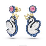 popové náušnice labuť labuť, modrá, pozlátená B8ZNT821 Swarovski šperky - Image 3
