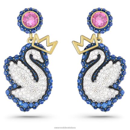 popové náušnice labuť labuť, modrá, pozlátená B8ZNT821 Swarovski šperky