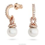 pôvodne visiace náušnice biele, pozlátené ružovým zlatom B8ZNT825 Swarovski šperky
