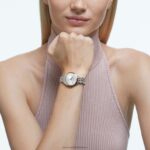 prilákať hodinky swiss made, pave, kovový náramok, zlatý tón, šampanské zlaté prevedenie B8ZNT1135 Swarovski príslušenstvo - Image 2