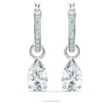 priťahujú visiace náušnice hruškový rez, biely, rhodiovaný B8ZNT815 Swarovski šperky