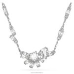 prívesok gema zmiešané rezy, kvet, biela, rhodiované B8ZNT194 Swarovski šperky