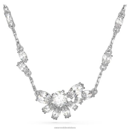 prívesok gema zmiešané rezy, kvet, biela, rhodiované B8ZNT194 Swarovski šperky