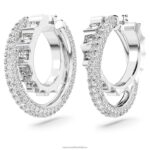 rota kruhové náušnice zmiešané rezy, biele, rhodiované B8ZNT879 Swarovski šperky - Image 4