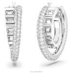 rota kruhové náušnice zmiešané rezy, biele, rhodiované B8ZNT879 Swarovski šperky - Image 5
