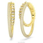 rota kruhové náušnice zmiešané strihy, biele, pozlátené B8ZNT864 Swarovski šperky - Image 5