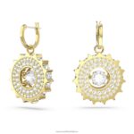 rota visiace náušnice zmiešané okrúhle výbrusy, biele, pozlátené B8ZNT814 Swarovski šperky
