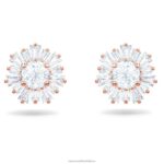 slnečné napichovacie náušnice zmiešané strihy, slnko, biele, pozlátené ružovým zlatom B8ZNT659 Swarovski šperky