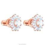 slnečné napichovacie náušnice zmiešané strihy, slnko, biele, pozlátené ružovým zlatom B8ZNT659 Swarovski šperky - Image 4