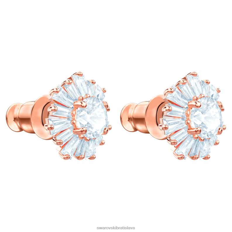 slnečné napichovacie náušnice zmiešané strihy, slnko, biele, pozlátené ružovým zlatom B8ZNT659 Swarovski šperky - Image 4