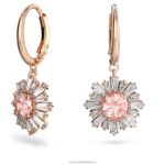slnečné náušnice zmiešané strihy, slnko, ružové, pozlátené ružovým zlatom B8ZNT915 Swarovski šperky