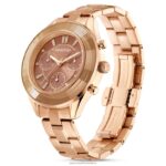 športové hodinky octea lux švajčiarska výroba, kovový náramok, hnedá, zlatá povrchová úprava B8ZNT1149 Swarovski príslušenstvo - Image 3