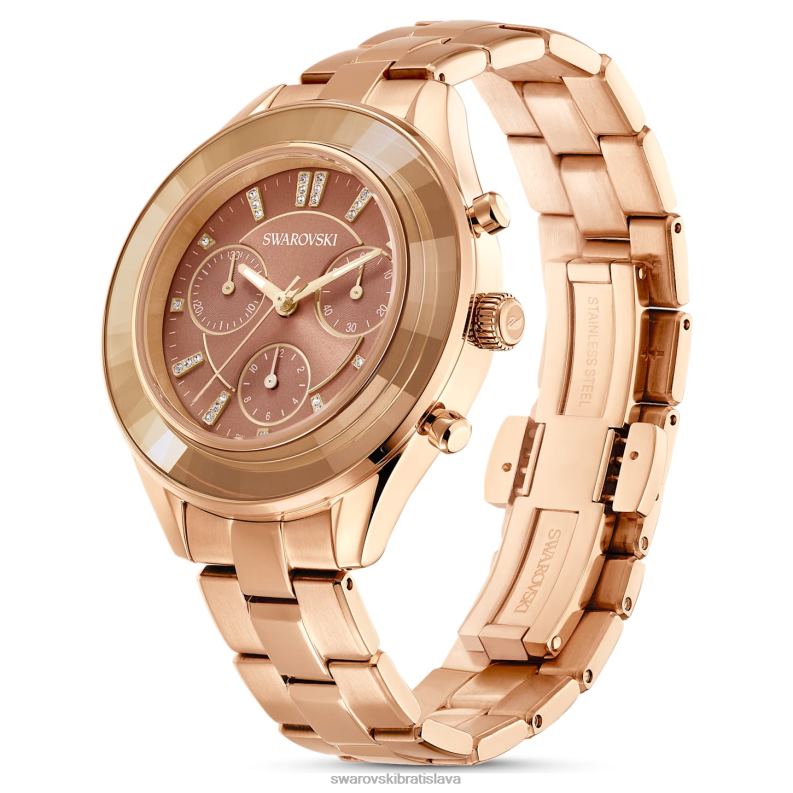 športové hodinky octea lux švajčiarska výroba, kovový náramok, hnedá, zlatá povrchová úprava B8ZNT1149 Swarovski príslušenstvo - Image 3