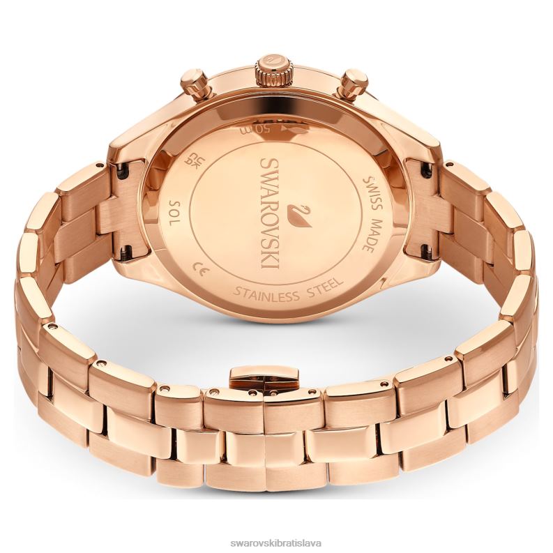 športové hodinky octea lux švajčiarska výroba, kovový náramok, hnedá, zlatá povrchová úprava B8ZNT1149 Swarovski príslušenstvo - Image 4