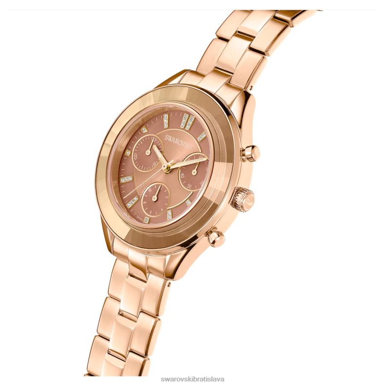 športové hodinky octea lux švajčiarska výroba, kovový náramok, hnedá, zlatá povrchová úprava B8ZNT1149 Swarovski príslušenstvo - Image 5