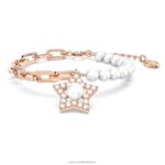stellový náramok dlažba, hviezda, biela, pozlátená ružovým zlatom B8ZNT511 Swarovski šperky