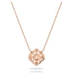šumivý tanečný náhrdelník ďatelina, biela, pozlátená ružovým zlatom B8ZNT102 Swarovski šperky - Image 5