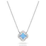 šumivý tanečný náhrdelník ďatelina, modrá, rhodiovaná B8ZNT124 Swarovski šperky