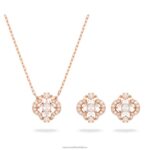 šumivý tanečný set zmiešané strihy, ďatelina, biela, pozlátené ružovým zlatom B8ZNT411 Swarovski šperky