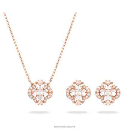 šumivý tanečný set zmiešané strihy, ďatelina, biela, pozlátené ružovým zlatom B8ZNT411 Swarovski šperky
