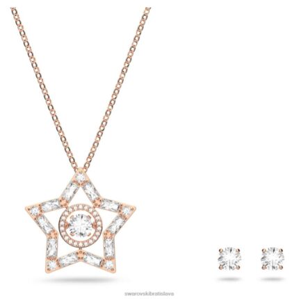 súprava stella zmiešané strihy, hviezdicové, biele, pozlátené ružovým zlatom B8ZNT406 Swarovski šperky