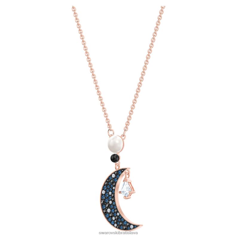 symbolický prívesok mesiac a hviezda, viacfarebné, pozlátené ružovým zlatom B8ZNT186 Swarovski šperky - Image 3