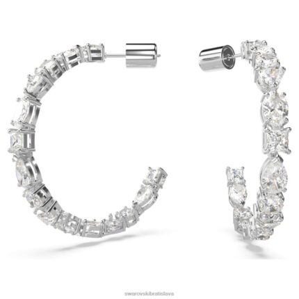 tenisové luxusné kruhové náušnice zmiešané rezy, biele, rhodiované B8ZNT892 Swarovski šperky