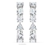 tenisové luxusné manžety na uši zmiešané rezy, biele, rhodiované B8ZNT965 Swarovski šperky